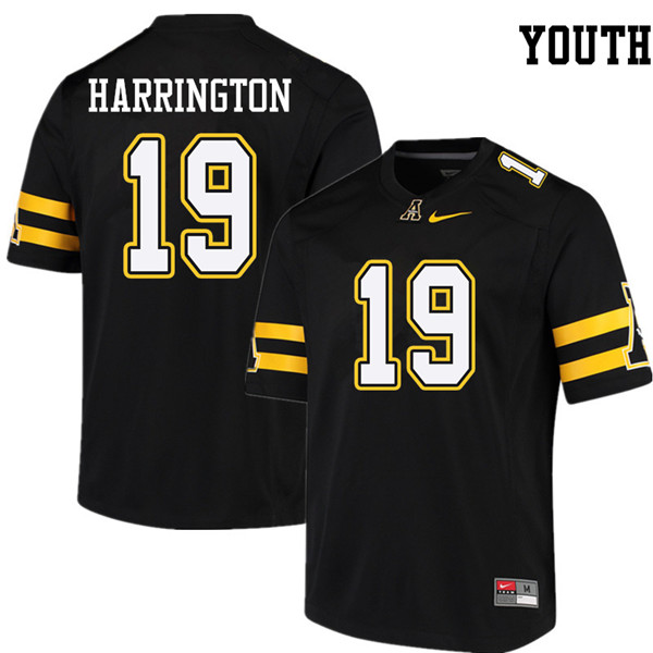 Youth #19 Daetrich Harrington Appalachian State Mountaineers College Football Jerseys Sale-Black - Click Image to Close